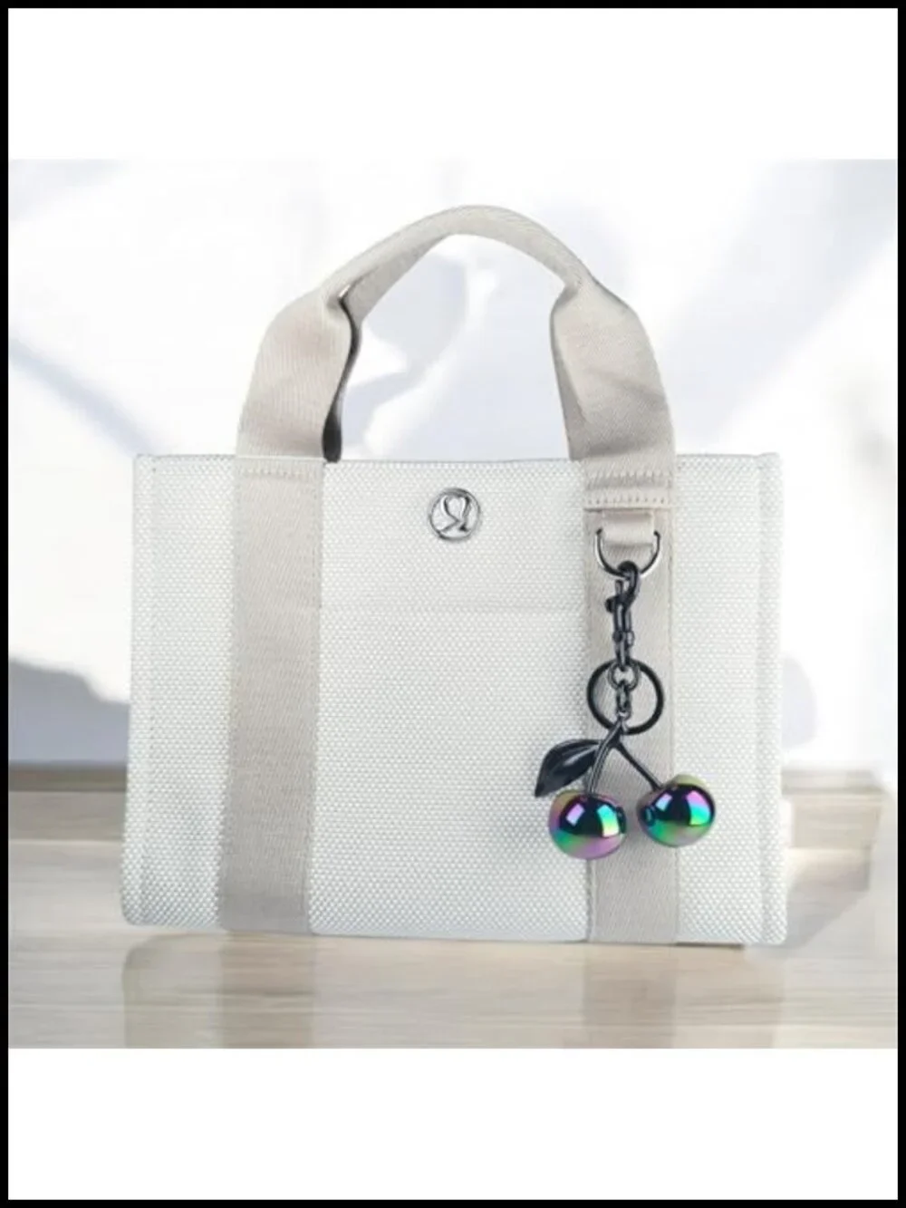Cherry Bag Charm with Key Ring and Clip, Cute Resin and Metal Keychain for